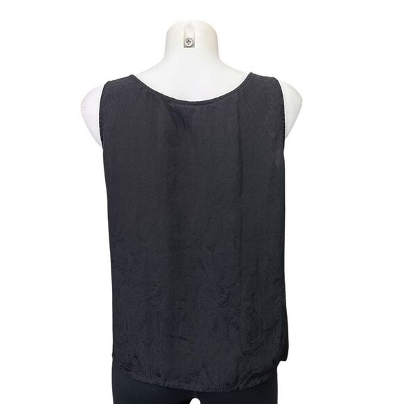 SILX Black Vintage Round Neck Breezy Lightweight 100% Silk Tank Top Medium - Picture 4 of 7